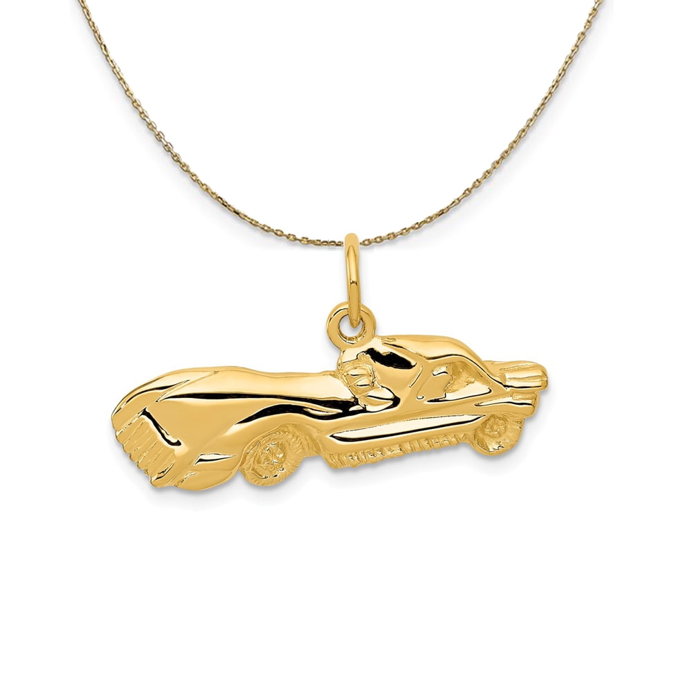 Black Bow Jewelry Company - 14k Yellow Gold Satin and Diamond Cut Sport Car  Necklace - Walmart.com