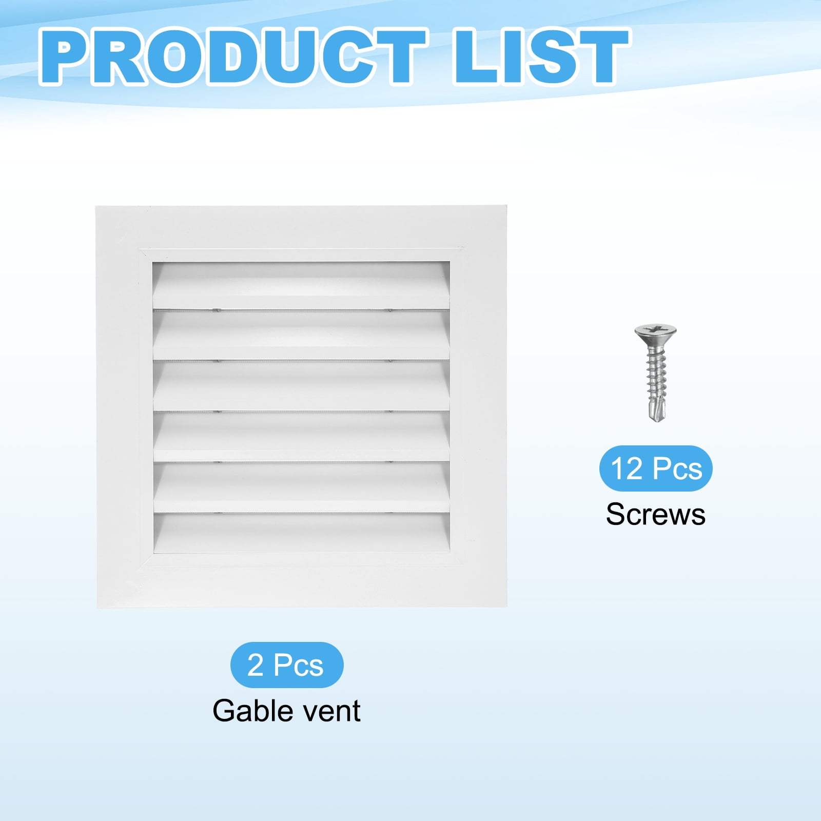 Uxcell 12x12 Inch Gable Vent, 2PCS Aluminum Alloy Wall Shed Vents with Strainer, White