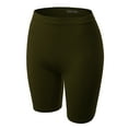 thumbnail image 2 of A2Y Women's Lightweight Mid Length Fitness Workout Seamless Ribbed Biker Shorts Deep Olive 2X3X, 2 of 5