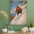 thumbnail image 2 of Boston Terrier Cute Dog Skiing Stretched Canvas Size 8x12 – Retro Boston Terrier Dog Batter in Action With Skiing for Themed Living Room, 2 of 5