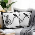 thumbnail image 2 of Outdoor Waterproof Pillow Covers Halloween Scary Skeleton Crow Decorative Throw Pillow Protectors,Black and White Pillowcase Cushion Cases for Patio Sofa Garden Couch,24x24in,Pack of 2, 2 of 9