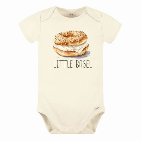 Little Bagel Cute Baby Bodysuit Shirt Premium Custom Baby Clothes Unisex Baby Gift for Newborn Clothes Kids Shirt 0-3m Natural
