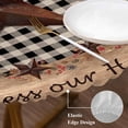 thumbnail image 3 of Texas Star Plaid Round Tablecloth, Fitted Table Cover with Elastic for 45"-54" Round Tables, Farmhouse Black Brown Texas Vintage Table Cloth Outdoor Indoor Dinning Party Waterproof Tablecloths, 3 of 7