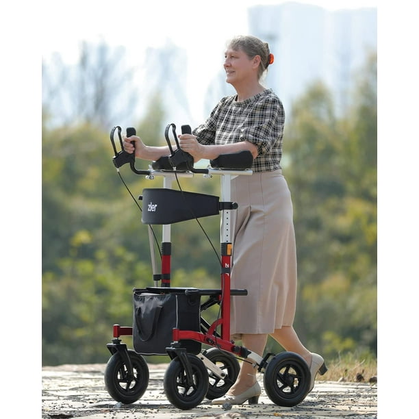 Zler Upright Walker with PU Tires Standard Walker for Seniors with