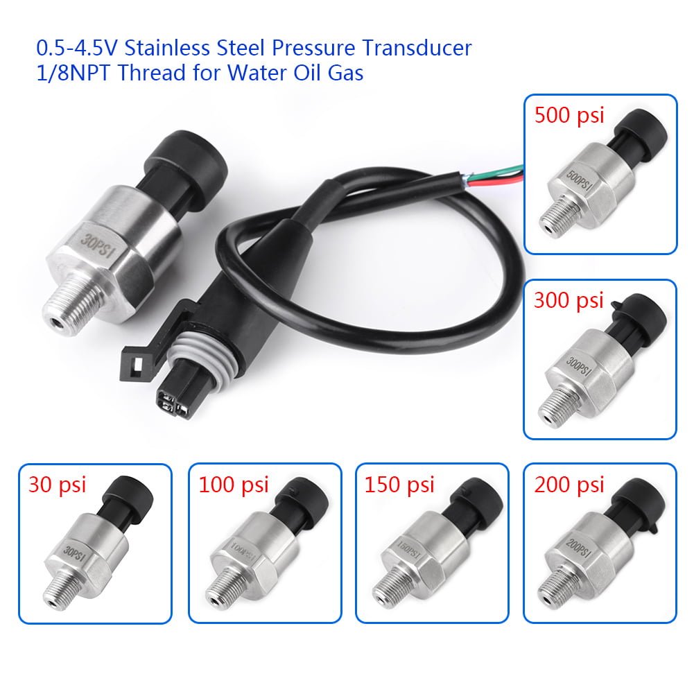 5V 100Psi Fuel Pressure Transducer Sender Stainless Steel For Oil Air Water USA 