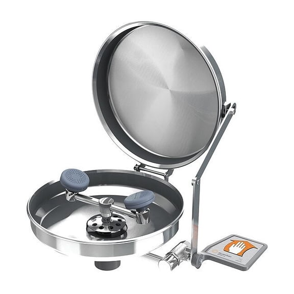 Plumbed Eyewash, Wall Mount, Plumbed, 9 1/2 in H., 15 1/2 in W