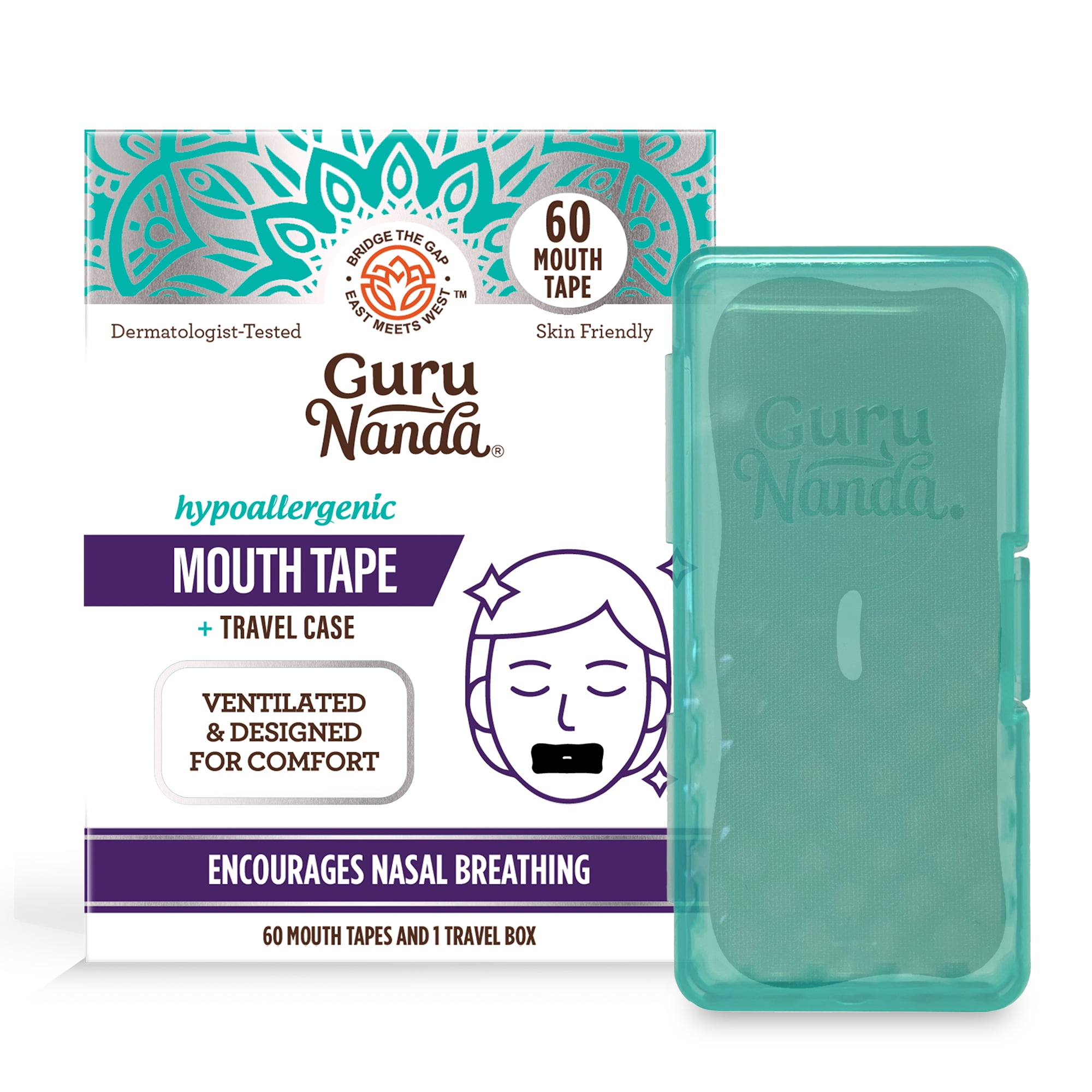 (4 pack) GuruNanda Mouth Tape for Sleeping, Hypoallergenic, Breathable, Helps Reduce Snoring, 60 Count