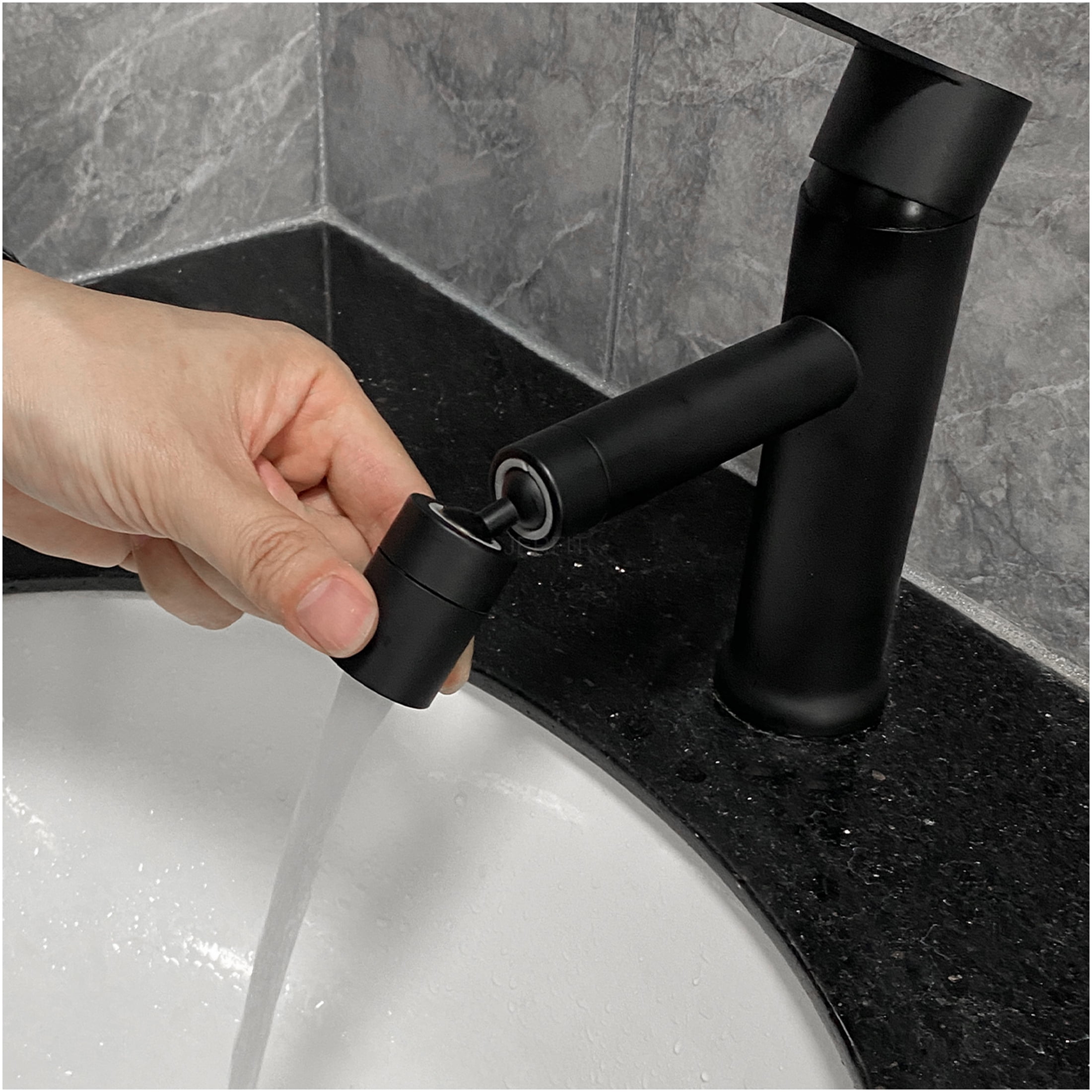JERFIT Single Hole Bathroom Faucet, Matte Black Modern Vanity Sink Faucet with Single Handle for Easy Temperature Control