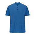 thumbnail image 6 of WREESH Men's Solid Henley Shirts Casual Short Sleeve Turndown Collar Shirt a Classic Solid Color Top for Everyday Style Blue, 6 of 6