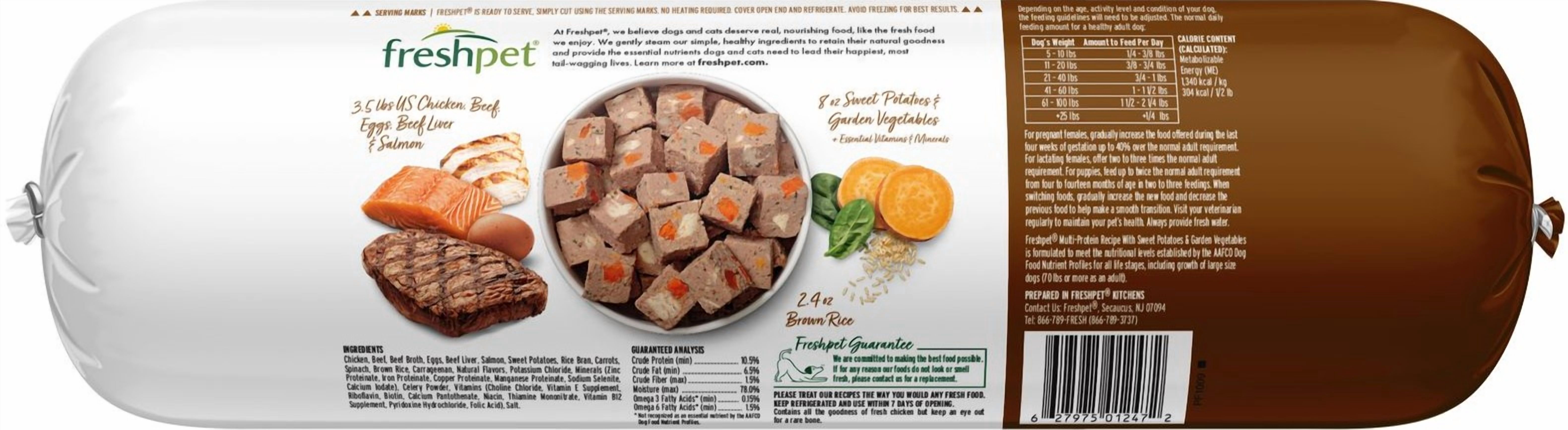 Freshpet Fresh Dog Food, Slice & Serve Roll, Multi-Protein Recipe, 5 lb.
