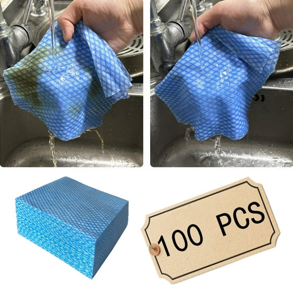 100 Pcs Disposable Dish Cloths for Kitchen Disposable Cleaning Cloth and Towels Handy Cleaning Wipes Disposable Rags for Kitchen and Office