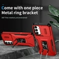 thumbnail image 2 of Phone Case for Samsung Galaxy A35 Case with Sliding Camera Cover, with 360° + 100° Free Rotation Metal Finger Ring Bracket, Fit Magnet Car Mount, 2 In 1 Case Cover for Samsung Galaxy A35, Red, 2 of 8