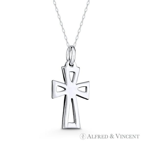 Medieval Cross Pattée / Formée Cutout Pendant w/ Chain Necklace in .925 Sterling Silver