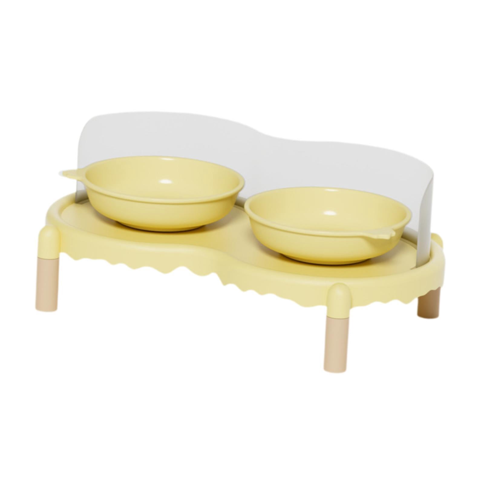 FashionCha Ceramic Elevated Cat Bowls Feeding Bowls Cat Dishes for Puppies Kittens Cats Yellow