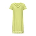 thumbnail image 3 of CHOK Robe Midi Femme Ample Coton Lin Bleu Clair Robe t-Shirt Été Décontractée Manches Courtes Robe d'Été, 3 of 5