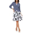 thumbnail image 1 of Conjunto de vestido y chaqueta de 2 piezas INSPIRE CHIC para mujer, vestido sin mangas de gasa con flores y chaqueta de panel contrastante, conjunto en púrpura y blanco, talla S, 1 of 6