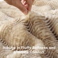 thumbnail image 4 of Home Soft Things Thick Stripe Faux Fur Throw Blanket with Micromink Back, Luxury Soft Cozy Plush Fluffy Fuzzy Reversible Thick Warm Throw Blanket, 50x60 inches, Brown, 4 of 12