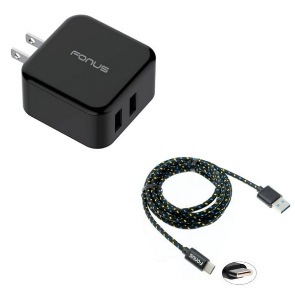 Type-C 6ft USB Cable w 30W Fast Home Charger A3P for LG Q7 Plus, G Pad X II 10.1, V50 ThinQ 5G, Stylo 4 Plus, Google Nexus 5X, G8 ThinQ, G7 ThinQ, 5 - Microsoft Surface Go (10"), Lumia 950