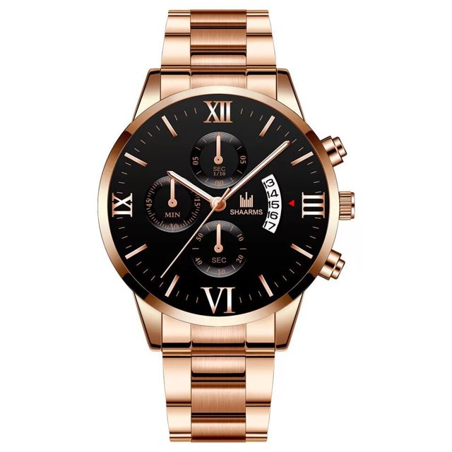 Reloj de cuarzo con correa de acero para hombre, reloj de negocios de tres ojos, falso, de moda, de escala simple
