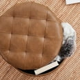 thumbnail image 6 of Wubio Decor Round Ottoman with Storage, Round Vanity Chair Stool Ottoman Pouf with Storage for Living Room and Bedroom, Faux Leather Mocha, 6 of 7