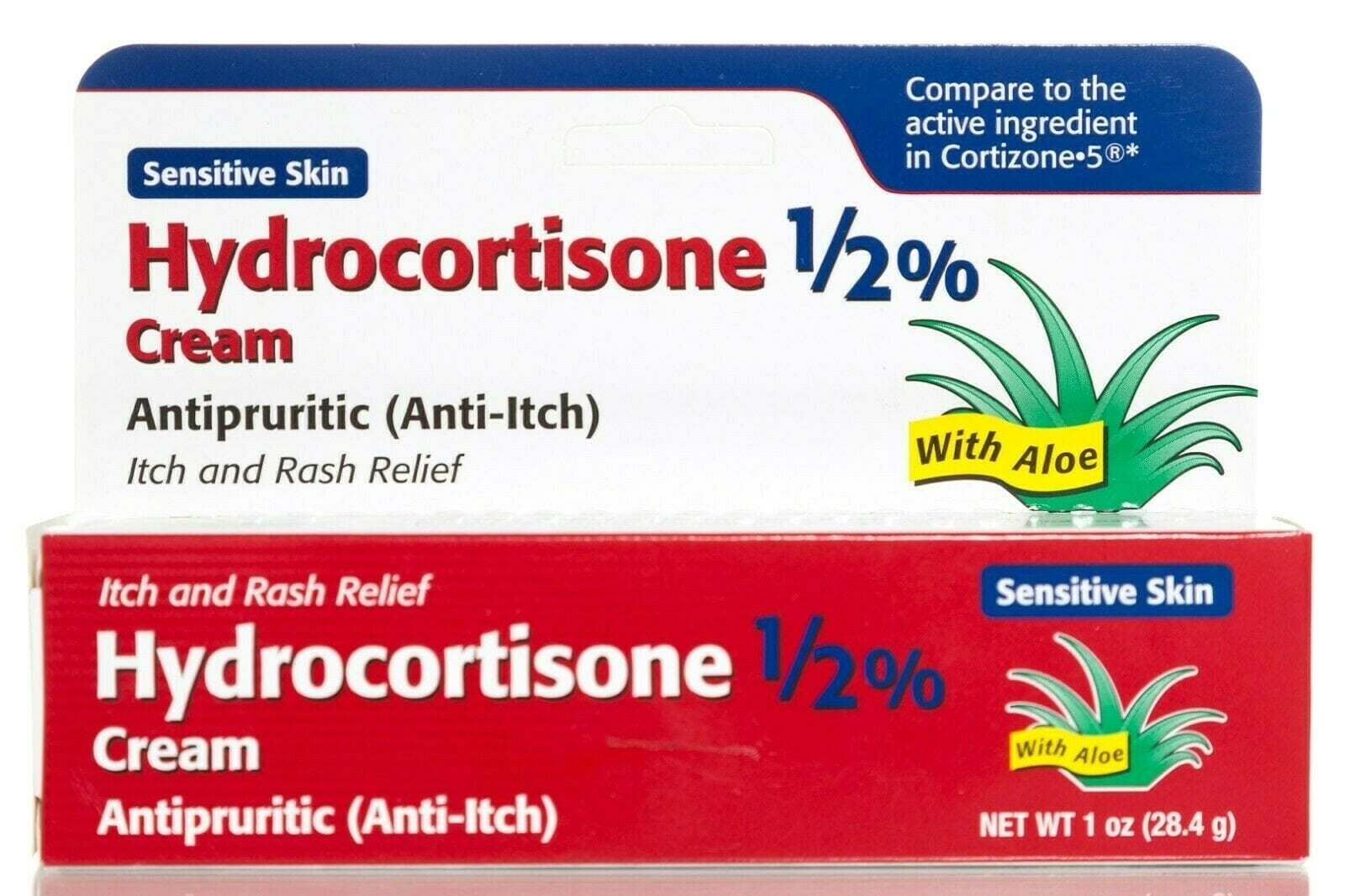 Hydrocortisone 1/2 % Anti-Itch & Rash Relief Cream Aloe Sensitive Skin 1 oz