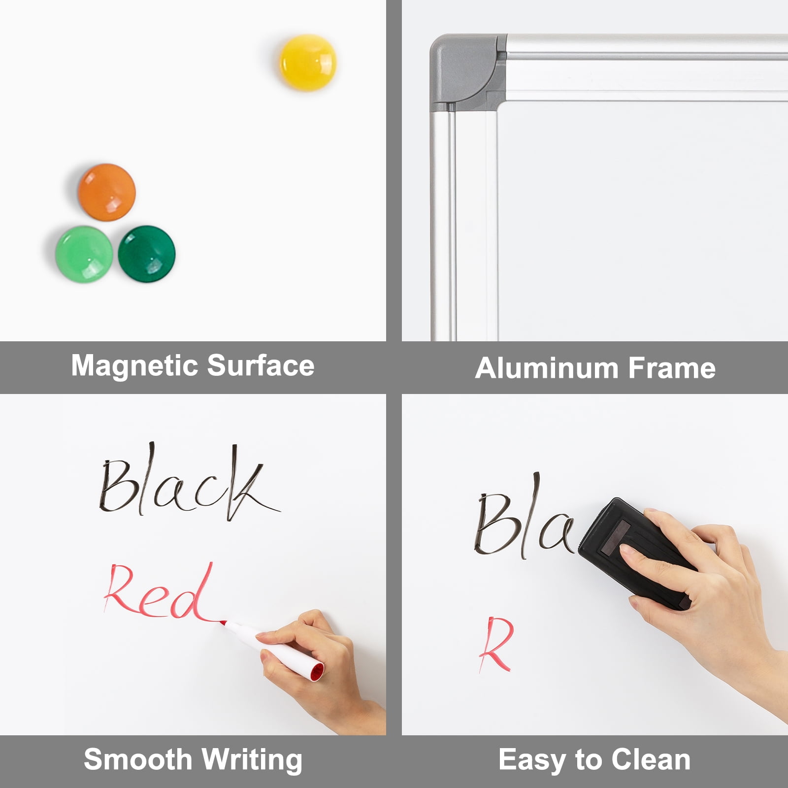 Comix Magnetic Dry Erase Board, 24 x 18 inches Wall Mounted Whiteboard, Aluminum Frame White Board with Pen Tray