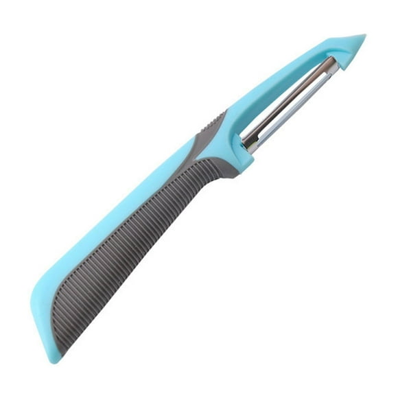 Pelapapas de acero inoxidable azul con mango ergonómico antideslizante para cocina de verduras y frutas