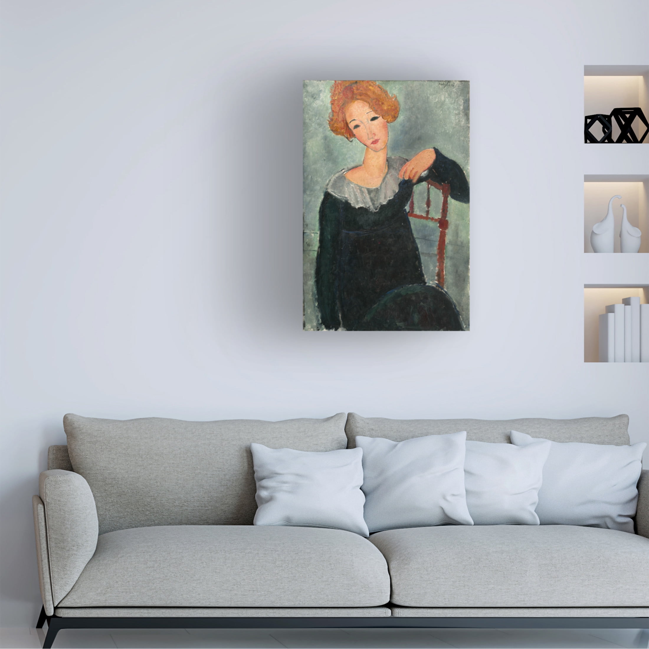 Amedeo Modigliani 'Woman with Red Hair, 1917' Canvas Art - 12 x 19 Inches