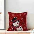 thumbnail image 3 of Snowman Christmas Pillow Covers 18x18 Inch Set of 2, Red Background White Snow Snowman Decorative Throw Pillows Farmhouse Linen Xmas Winter Holiday Cushion Case for Sofa Couch Outdoor Decor, 3 of 6