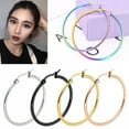 thumbnail image 2 of EOEMY Women Ladies Simple Large Round Circle Hoop Earrings Titanium Steel Jewelry Gift-Gold 60mm, 2 of 9