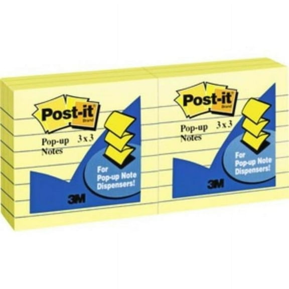 Post-it 3 x 3 in. Pop-up Lined Notes, Canary Yellow - Pack of 6