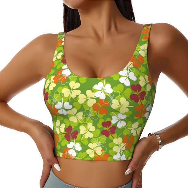 Balery St. Patrick's Day3 Sujetadores deportivos con espalda cruzada para mujer, acolchados, sin costuras, de alto impacto, ideales para yoga, gimnasio, entrenamiento y fitness.-Small