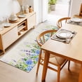 Blue Hydrangea Flower Green Leaves Rectangle Rug 2'x6' Retro Linen ...