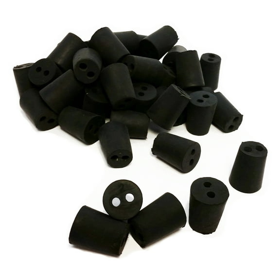 Rubber Stoppers, Size 2, 2-Hole. Pack 1-Pound.