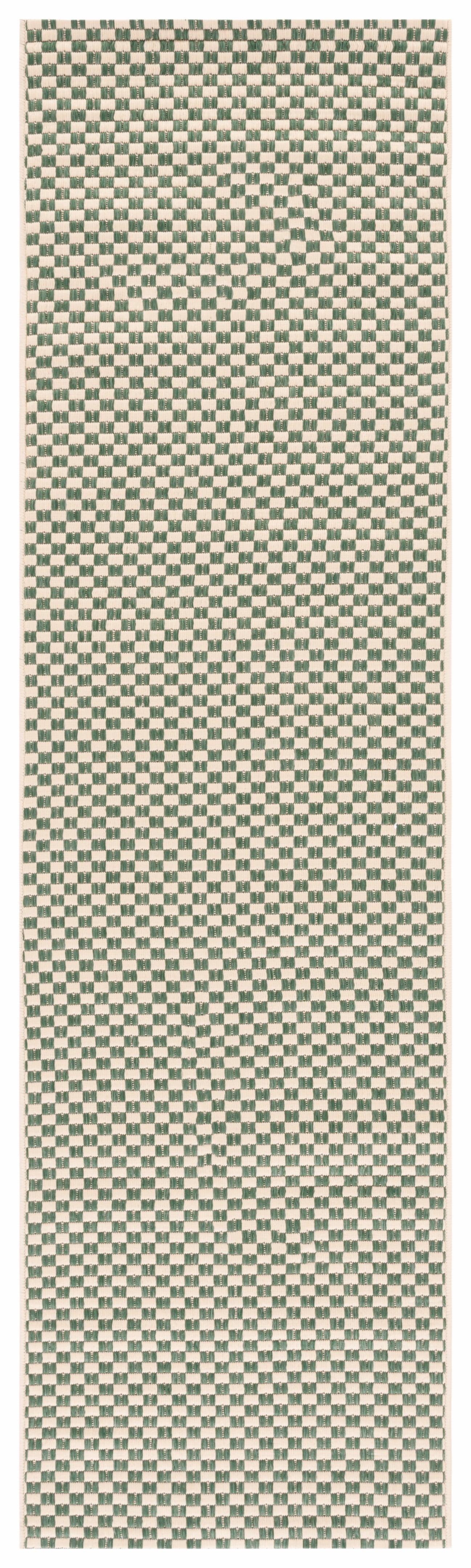 Safavieh Courtyard Flint Checkered Indoor/Outdoor Runner Rug, Dark Green/Beige, 2'3" x 8'