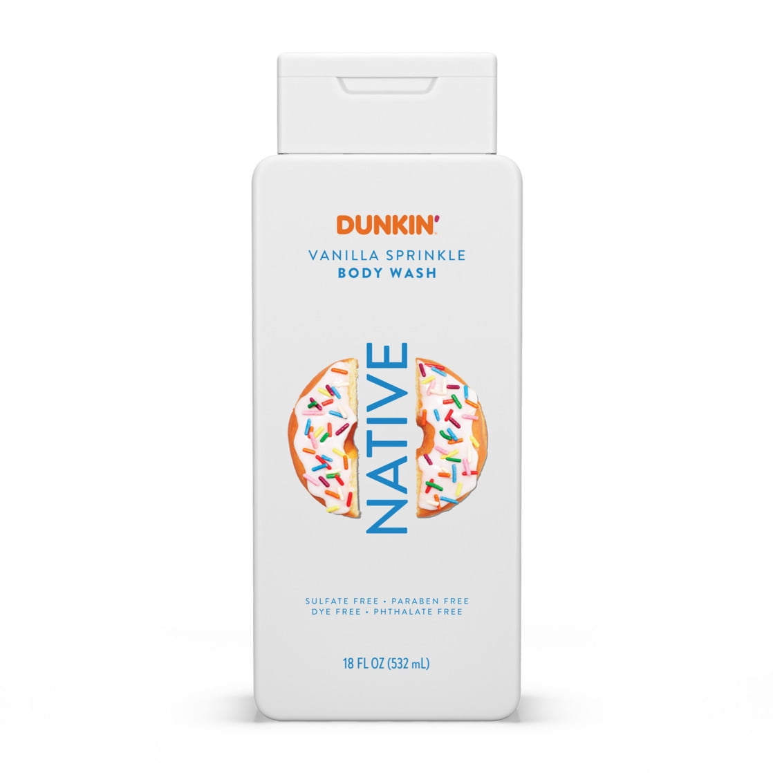 Native Dunkin' Body Wash for Women and Men, Vanilla Sprinkle, 18 oz