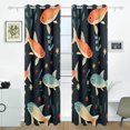 thumbnail image 2 of Fish Leaves Flowers Blue Curtains Black Out 72 Inch Length Curtains for Sliding Glass Doors Bedroom Living Room 2 Pack, 2 of 6