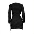 thumbnail image 6 of Bodycon Dress, Long Sleeve Hollow Out Mini Dress, Solid Color Party and Club Dress for Women, 6 of 7