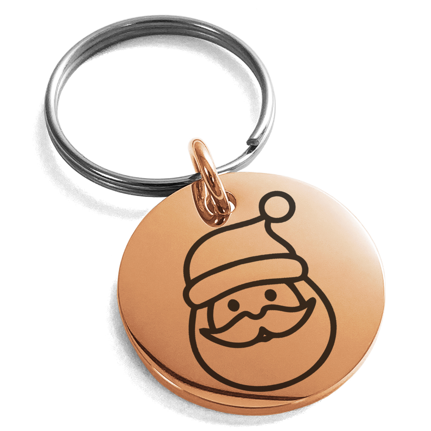 Santa Key Rings Gold Plated Stainless Steel Adorable Santa Claus Engraved Small ...