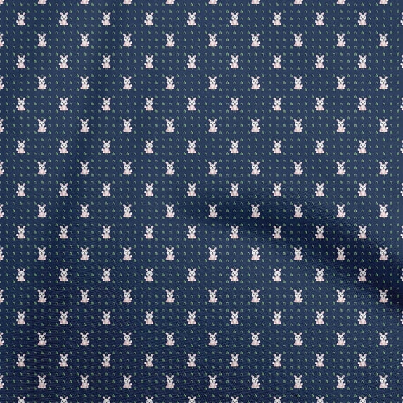 oneOone Georgette Viscose Navy Blue Fabric Rabbit Sewing Fabric By The Yard Printed Diy Clothing Sewing Supplies 42 Inch Wide