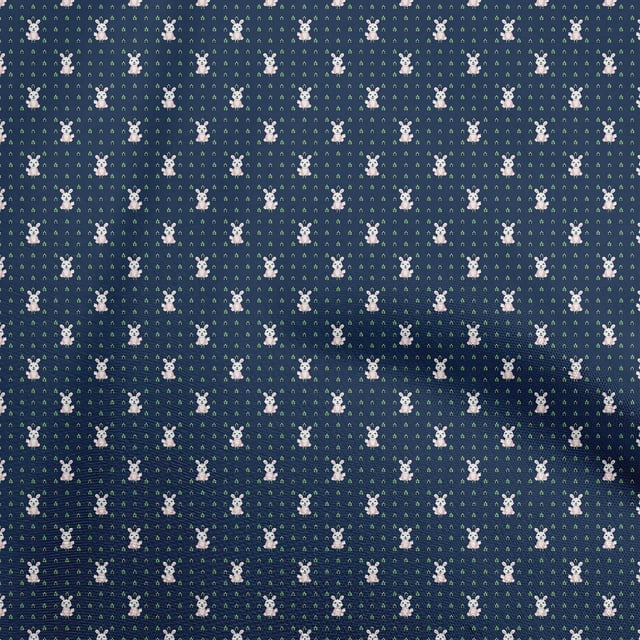 oneOone Cotton Silk Navy Blue Fabric Rabbit Sewing Craft Projects Fabric Prints By Yard 42 Inch Wide