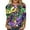 A-Purple249, variant on XUELUO Womens T-Shirts Three Quarter Sleeve Crew Neck Mask Print Tshirts Carnival Holiday Summer Party Funny Ladies Tops