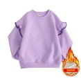 thumbnail image 4 of BLVB Girls Pullover Crewneck Sweatshirt with Ruffle Trim Long Sleeve Cute Solid Tops for Toddler Kids(Purple,9-10 Years), 4 of 6