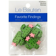Favorite Findings Green 1 1/8" Cactus Shank Buttons, 6 Pieces