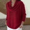 thumbnail image 2 of Gytharion Women's Plus Size Sweaters Solid Color Draped Cowl Neck Long Sleeve Pullocer Sweaters Soft Thick Knit Loose Fashion Layering Tops, 2 of 4