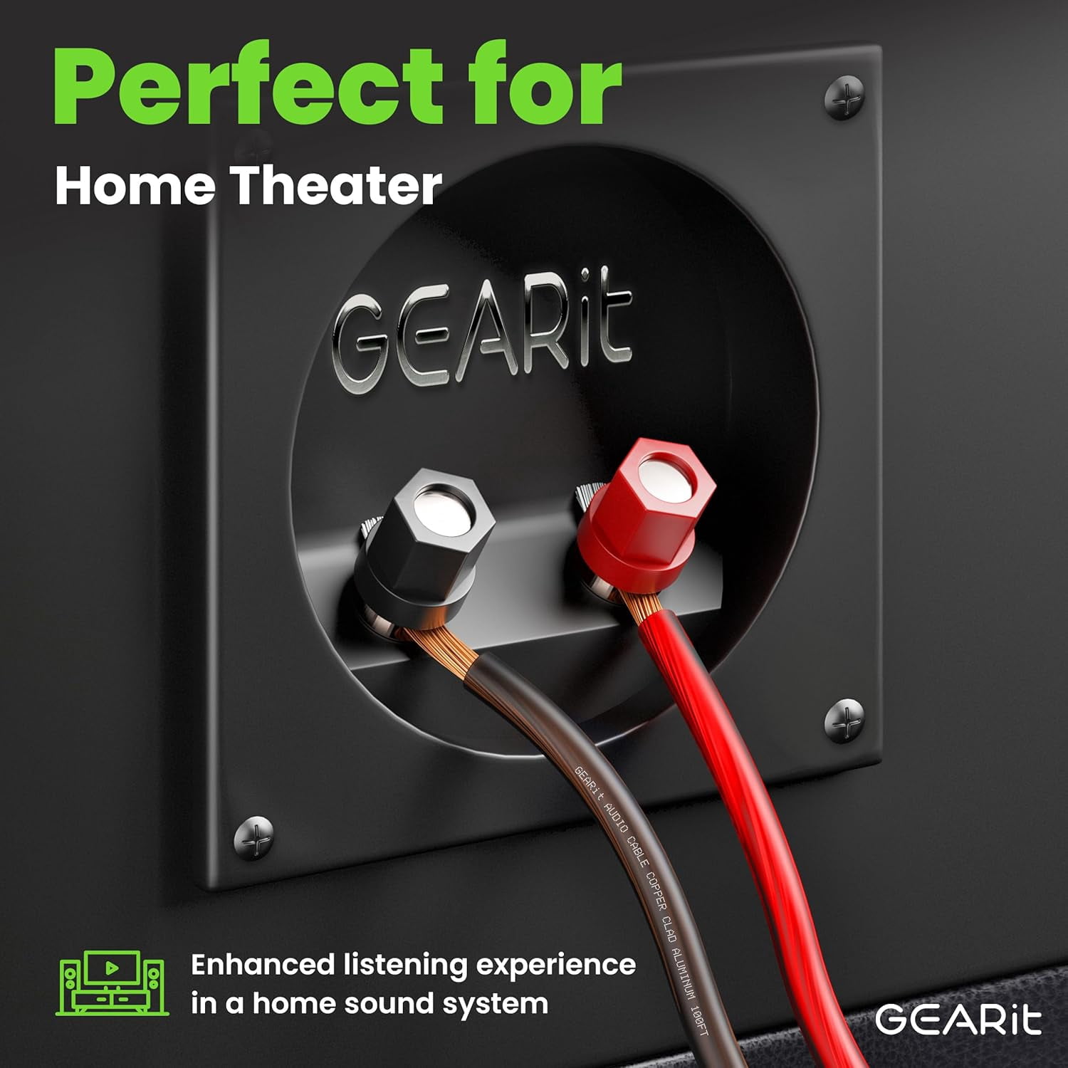 GearIT Pro Series 12AWG Speaker Wire, 12 Gauge Speaker Wire Cable (100 Feet / 30 Meters) Great Use for Home Theater Speakers and Car Speakers, Transparent Black/Red