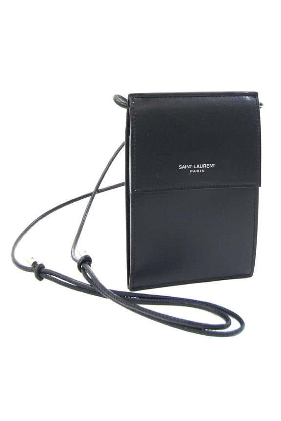 Pre-Owned Saint Laurent Shoulder Bag 802728 Black Leather Pochette Mini Pouch YSL...