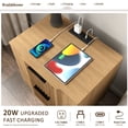 thumbnail image 6 of Brafabhome Nightstand with Fast Charging Station, Curved Profile Fluted Night Stand with 2 Drawers, Modern Bedside Table Accent End Table for Bedroom Living Room | Walnut, 6 of 10