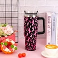 thumbnail image 5 of 40oz Breast Cancer Awareness Tumbler with Handle Straw and Lid Black Pink Ribbon Travel Tumbler Coffee Cup for Women Cancer Survivor Gift, 5 of 6