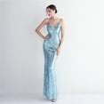 thumbnail image 5 of Posicionamiento flor condole cinturón noche lentejuelas vestido largo banquete delgado vestido de noche elegante, 5 of 5